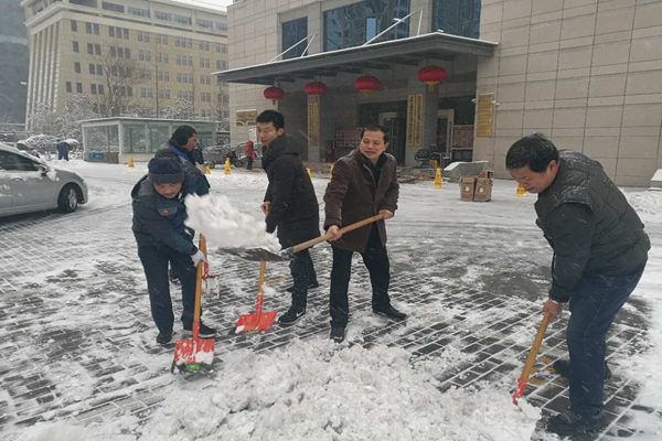 1.行政部部長劉曉閣、行政事務管理中心主任閻杰帶領志愿者開展掃雪活動.jpg